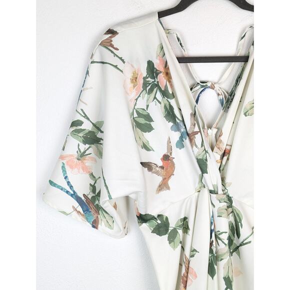 Hope Ivy Maxi Dress Kimono Maternity Bird Swallow Floral Tropical Cream Size 4 - Picture 4 of 14